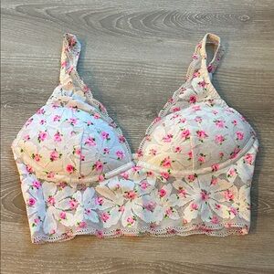 Floral Lace Longline Bralette - 1 Pink on white and 1  black